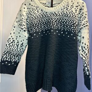 Madewell Black and Cream Crew Neck Sweater